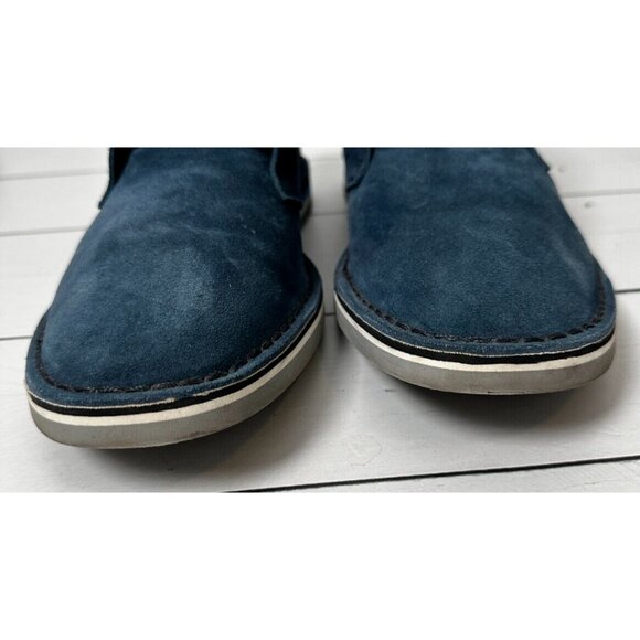 SERGIO ROSSI Men's Blue Suede Round Toe Lace-Up Chukka Boots Size 11 - Picture 4 of 12